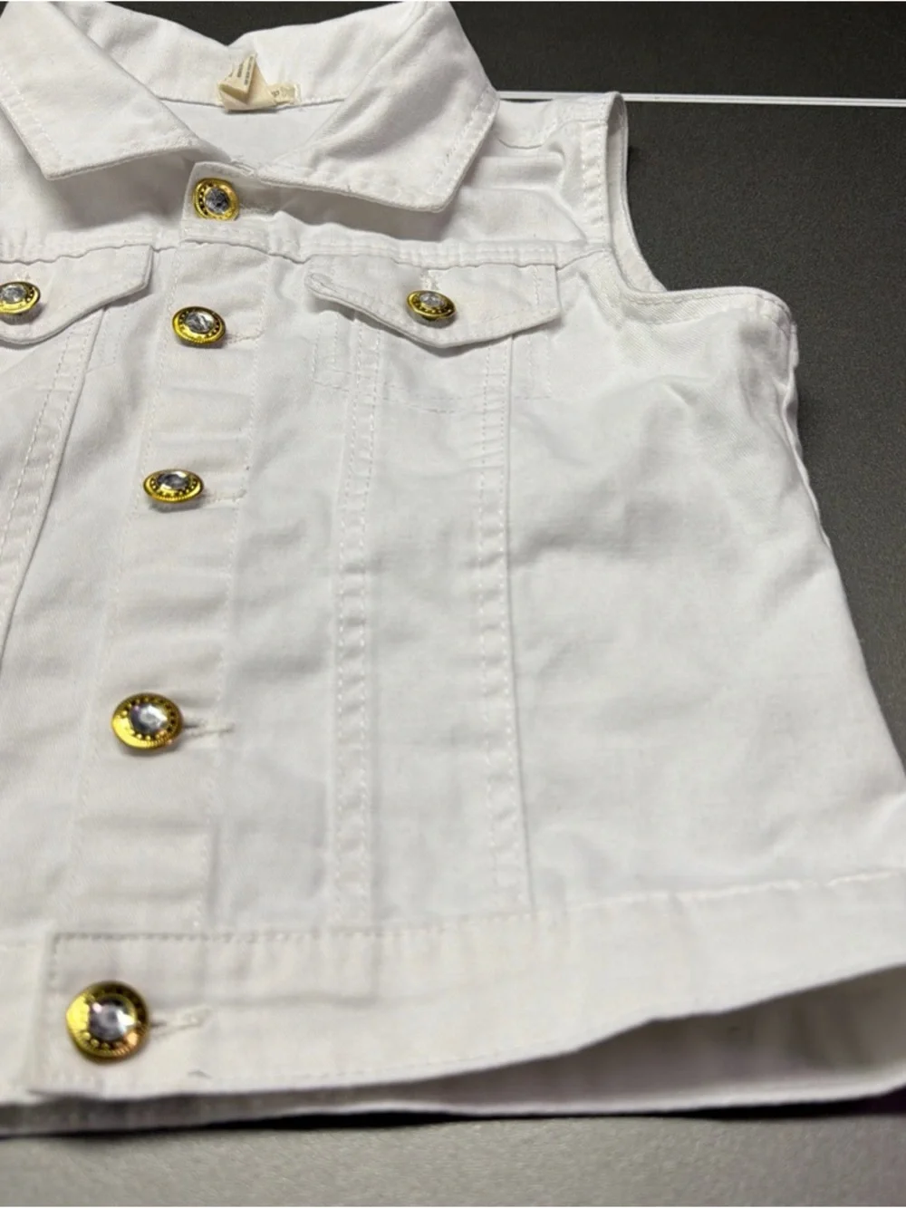 One Step Up Girls‎ Medium Denim Vest White Size Great Condition